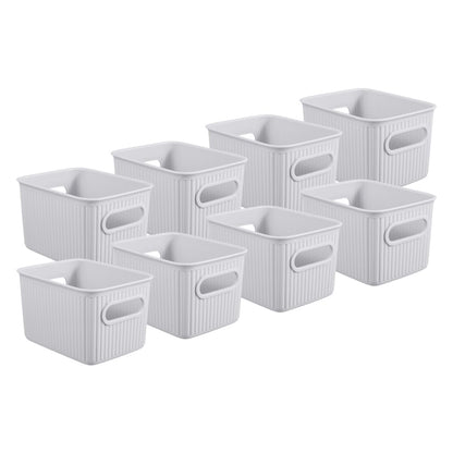 Superio Decorative Plastic Basket Open Home Storage Bins Organizer Baskets, Small, Smoke (8 Pack)