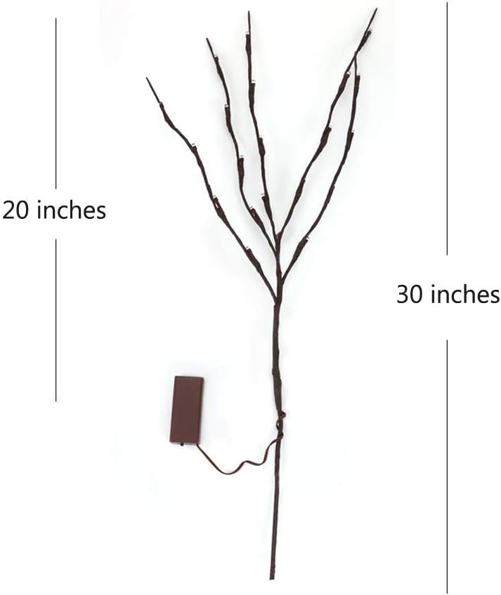 DK177 2 Pack Led Branch Light Battery Operated Lighted Branch Vase Filler Willow Tree Artificial
