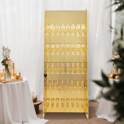 Tableclothsfactory Gold Mirror Finish 5-Tier Wine Glass Stemware Rack, 40 Champagne Flute Holder
