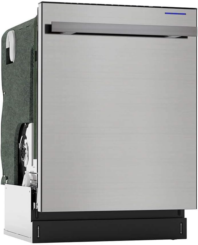 SHARP SDW6757ES Slide-In Dishwasher, Stainless Steel Finish, 24" Wide, Soil Sensors, Premium White