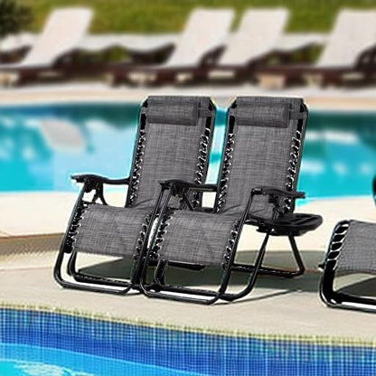 Nazhura Set of 2 Relaxing Recliners Patio Chairs Adjustable Steel Mesh Zero Gravity Lounge Chair