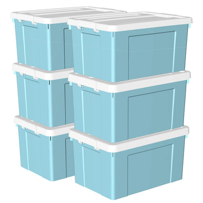 Cetomo Lidded Storage Bin with Handle, Tote Organizing Container with Wheels, Lid and Secure
