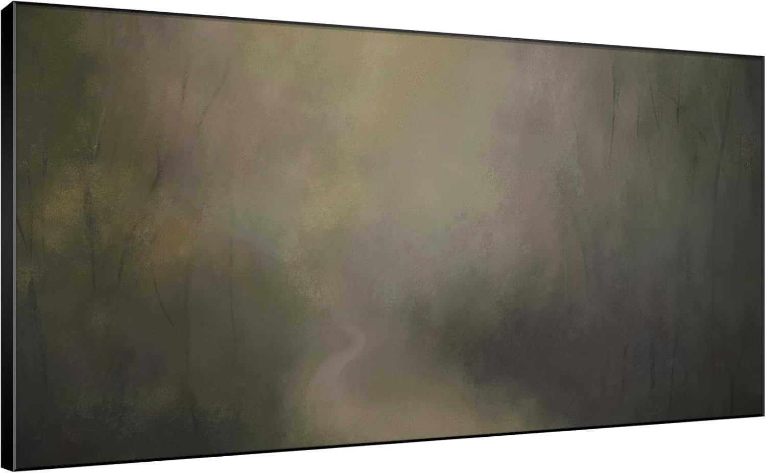 SIGNWIN 24"x46" Extra Large Framed Wall Art Muted Forest Path Soft Misty Woodland Scene