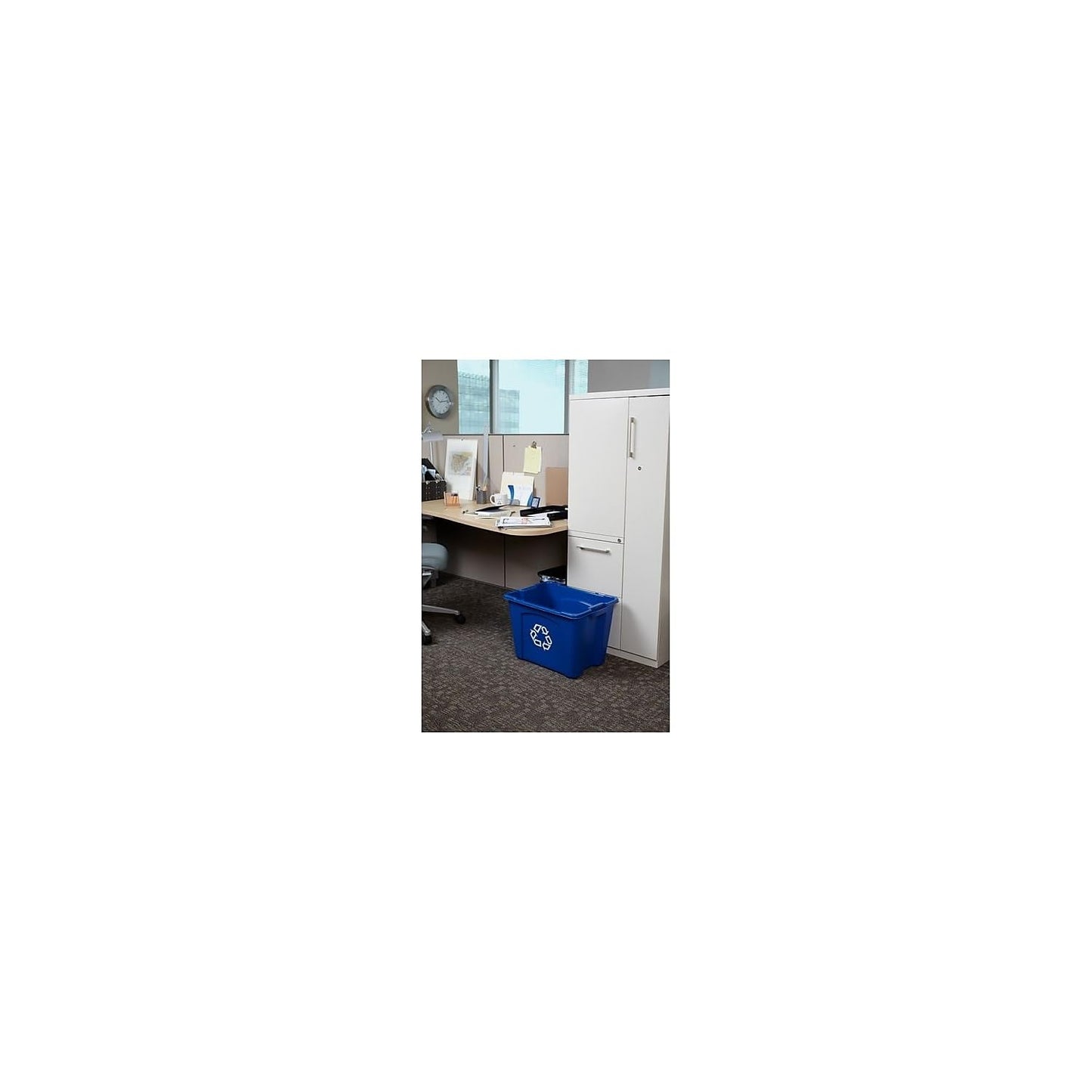 Rubbermaid Commercial Products Stackable Recycling Bin, 14 Gallon, Blue Storage Container, for