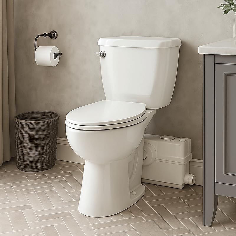 800W/1+HP American Elongated Macerating Toilet Kit with Macerator Pump for Basement Toilet System