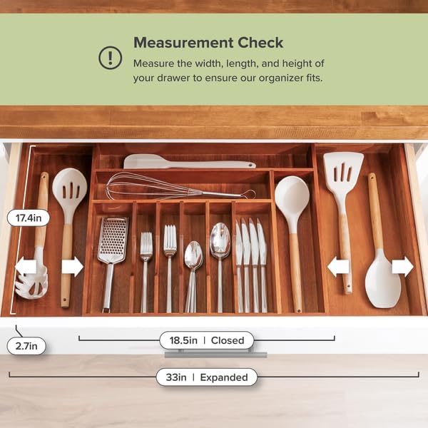 Premium Silverware, Flatware and Utensil Organizer for Kitchen Drawers, Food-Safe Contract Grade
