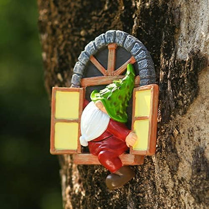 Whimsical Fairy Garden Gnome Statue, Tree Faces Decor Outdoor -5.9 Inch, Funny Garden Tree