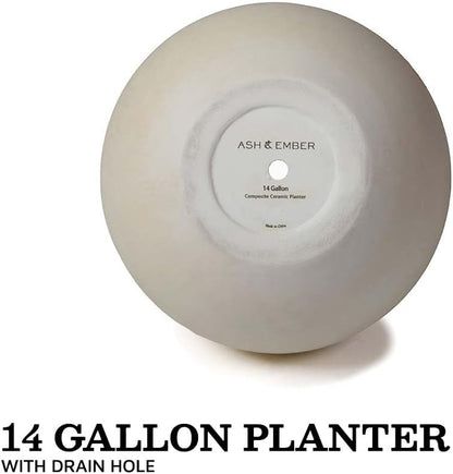 Ash & Ember Onyx 16" D Ceramic Indoor Outdoor Round Sphere Planter, Satin Ivory, Home Decor