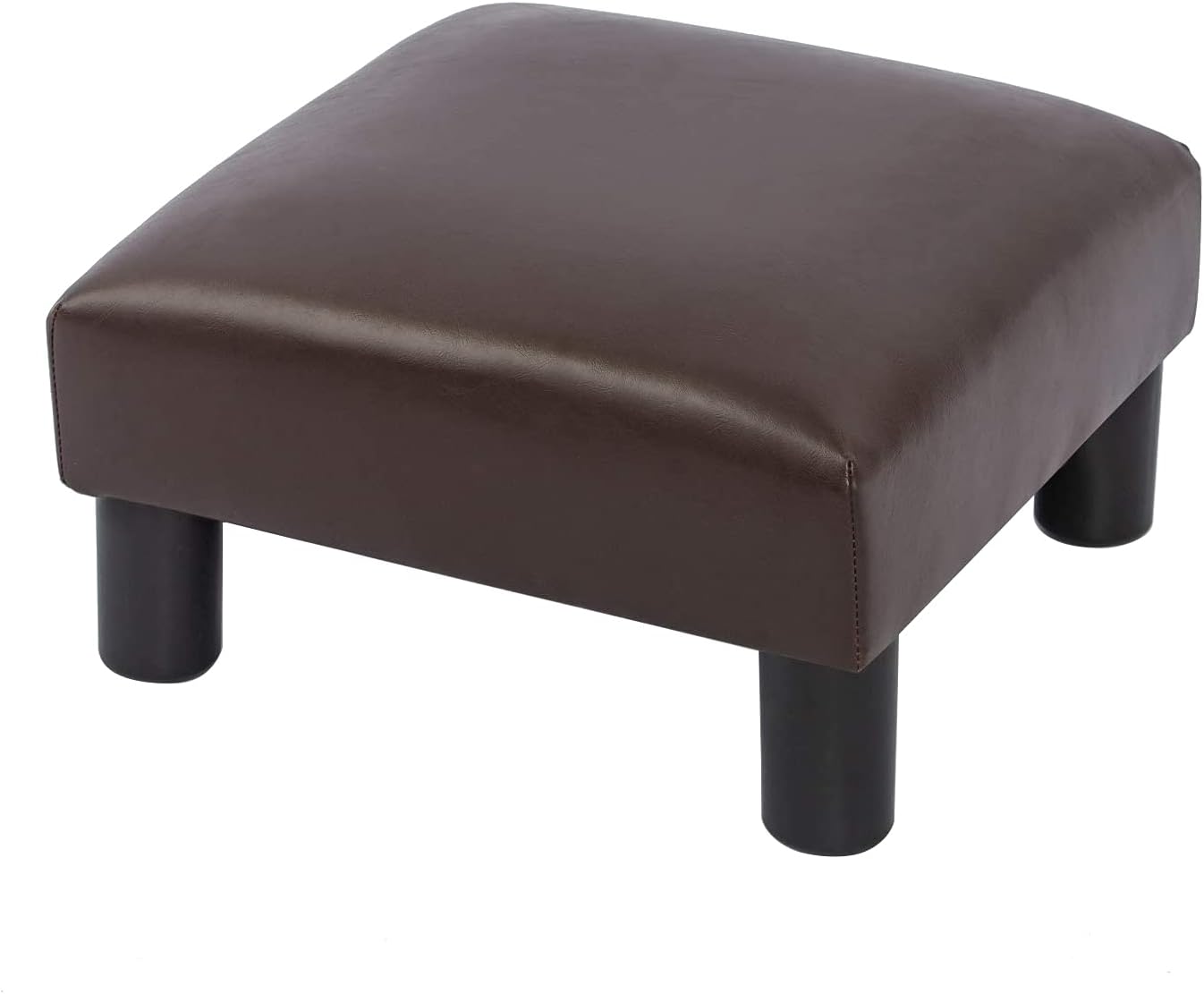 Joveco Small Foot Rest Stool Ottoman, 15" Leather Footrest Square Footstool with Non-Skid Plastic