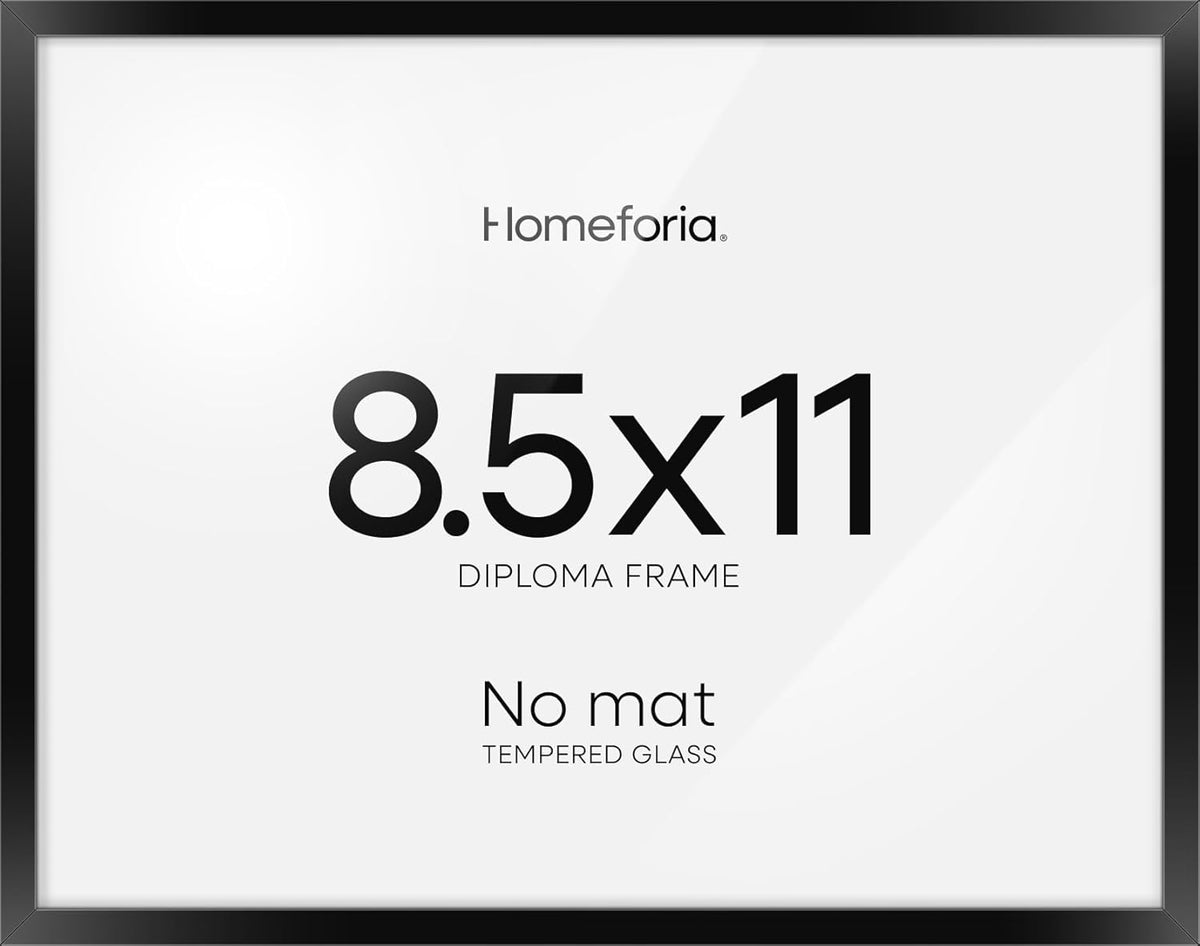 Homeforia Black Diploma Frame 8.5 x 11, High End Metal 8.5x11 Certificate Frames, 11x8.5 inch