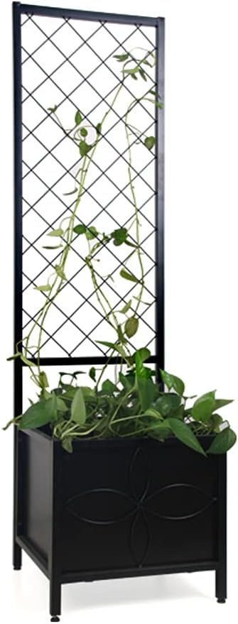 Zhongma 15.75 x 15.75 x 55 in Raised Garden Bed with Trellis,Heavy Duty Plant Box for Climbing