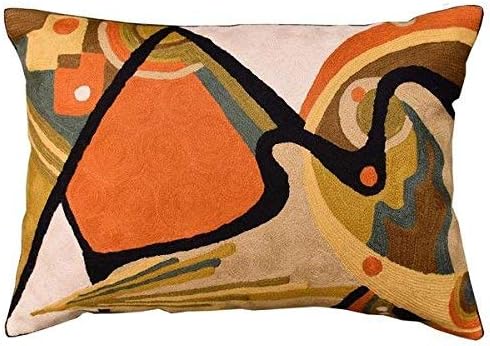 Lumbar Modern Pillow Cover - Kandinsky in Flow Burnt Orange Abstract Farmhouse Pillowcase Modern