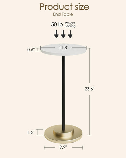 Masupu Drink Table, Round Side Table for Small Spaces, Pedestal Side Table, Small End Table with