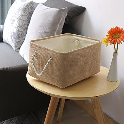 TheWarmHome Decorative Basket Rectangular Small Storage Basket Fabric Storage Bin Organizer Basket