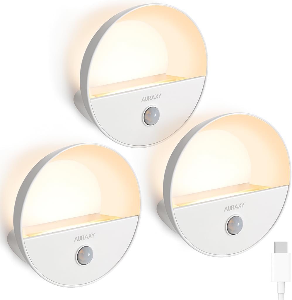 Rechargeable Battery Night Light, Motion Sensor Night Light, LED Warm White Magnetic Stick-on