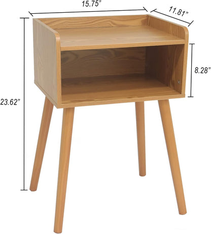 MaxSmeo Nightstand, Mid Century Modern Side Table Bedroom with Storage, Small End Bedside Table
