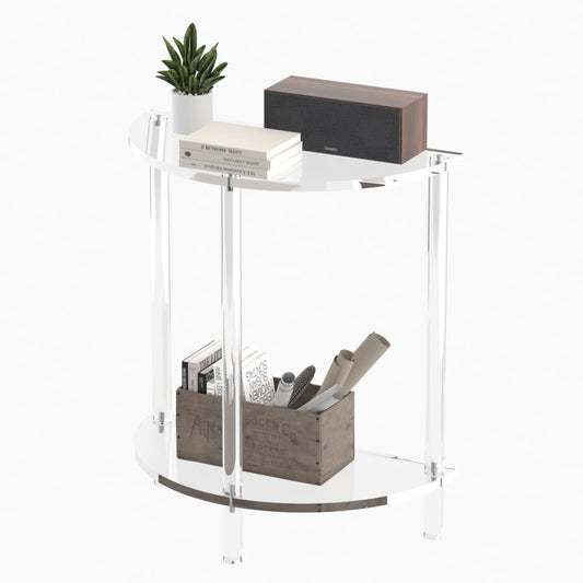 Acrylic Console Table 11.8" D x 23.6" W x 31.2" H, Half Round Console Table for Entryway, Sofa
