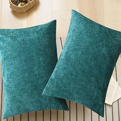 CaliTime Throw Pillow Covers Decorative 20 X 26 Inches Pack of 2 Cozy Chenille Standard Pillow