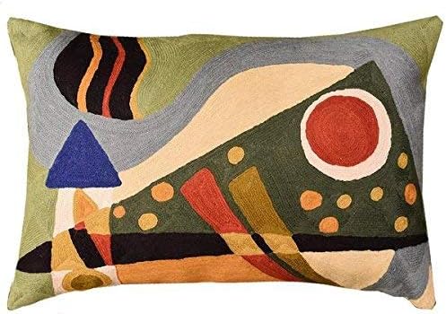 Lumbar Kandinsky Pillow Cover | Green Abstract Pillows | Modern Chair Cushion | Farmhouse Cushions