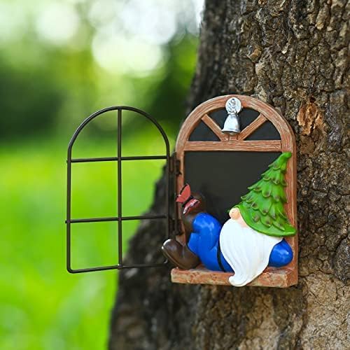 Whimsical Fairy Garden Gnome Statue, Tree Faces Decor Outdoor -5.9 Inch, Funny Garden Tree