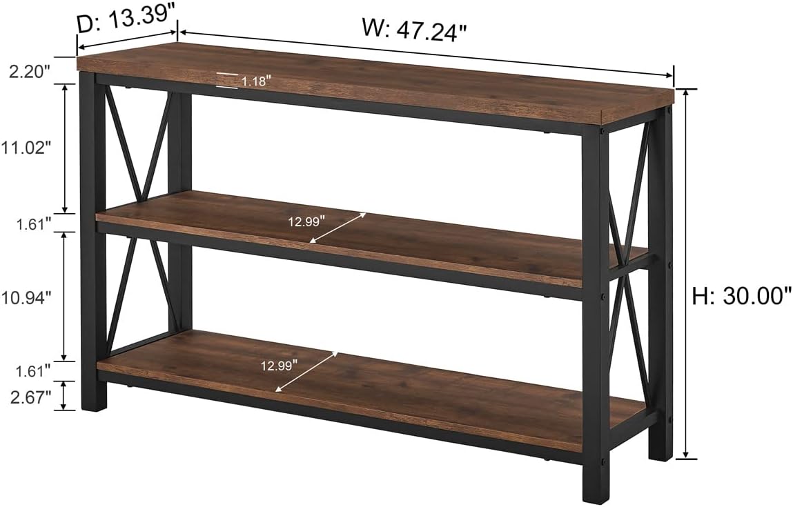 BON AUGURE Rustic Entryway Table, Farmhouse Hallway Table, Console Tables for Entryway, 3 Tier Sofa