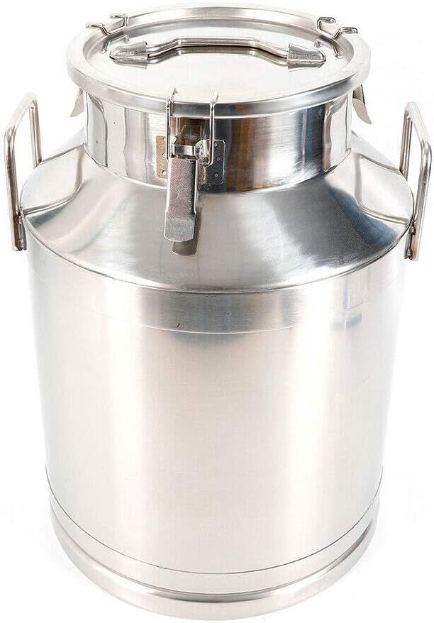Stainless Steel Milk Can, 50L/13.2 Gallon Heavy Duty Airtight Storage Canister Milk Bucket with