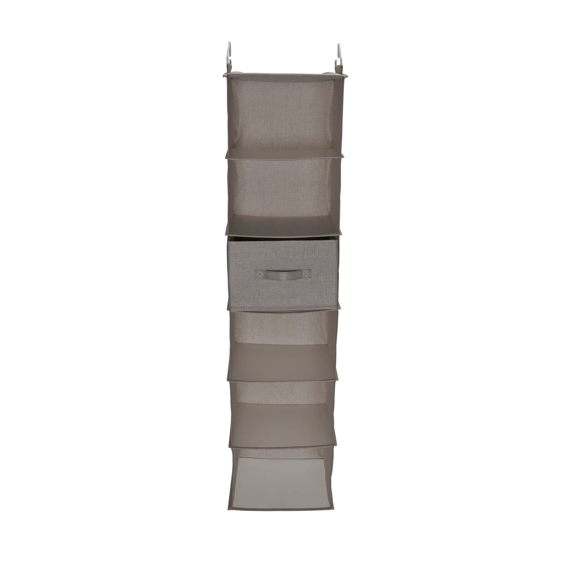 Household Essentials 6 Shelf Hanging Closet Organizer, Hanging Closet Shelf, Fabric Poly Linen and