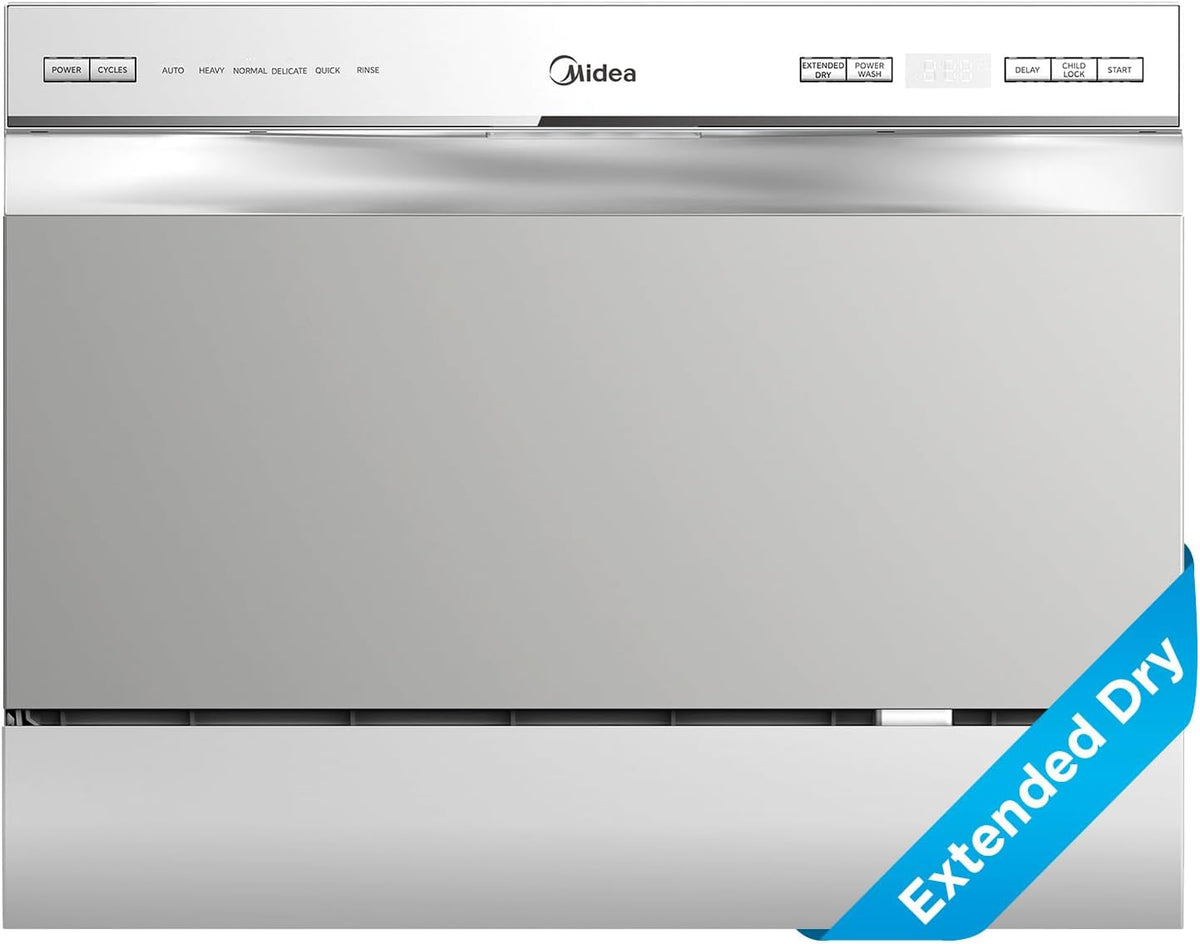 Midea MDC22P2ASS Countertop, Portable Place Settings & 6+2 Washing Cycles. Energy Star Dishwasher