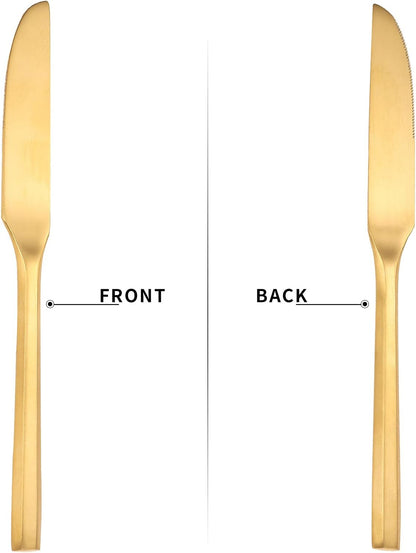 Matte Silverware Set Gold Flatware Set with Hexagon Handle 20 Pieces 18/0 Stainless Steel Cutlery