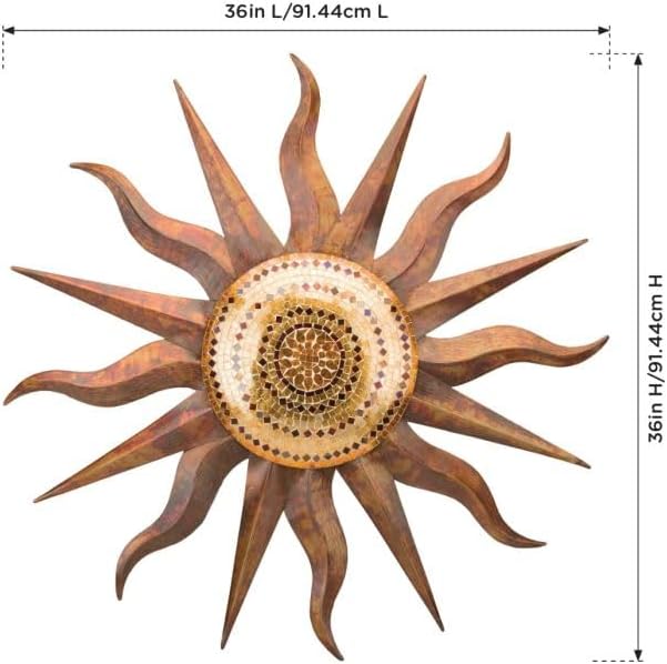 Regal Art & Gift Rainbow Copper Large Metal Sun Wall Decor - 36 Inch | Indoor Outdoor