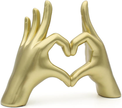 Accessoryway Gold Heart Hands Decor Sculpture,Small Love Heart Gesture Decorative Sign Sculpture