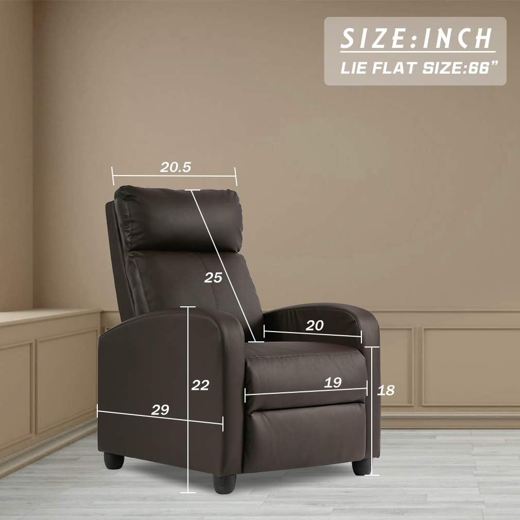 BestMassage | Recliner Chair | with 2 Point Massage Function | Pu Brown | with Lumbar Support