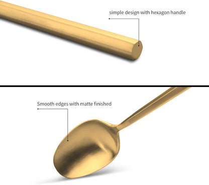 60-Piece Matte Gold Silverware Set, Hand Forged Utensil, Stainless Steel Flatware Set, Hexagon