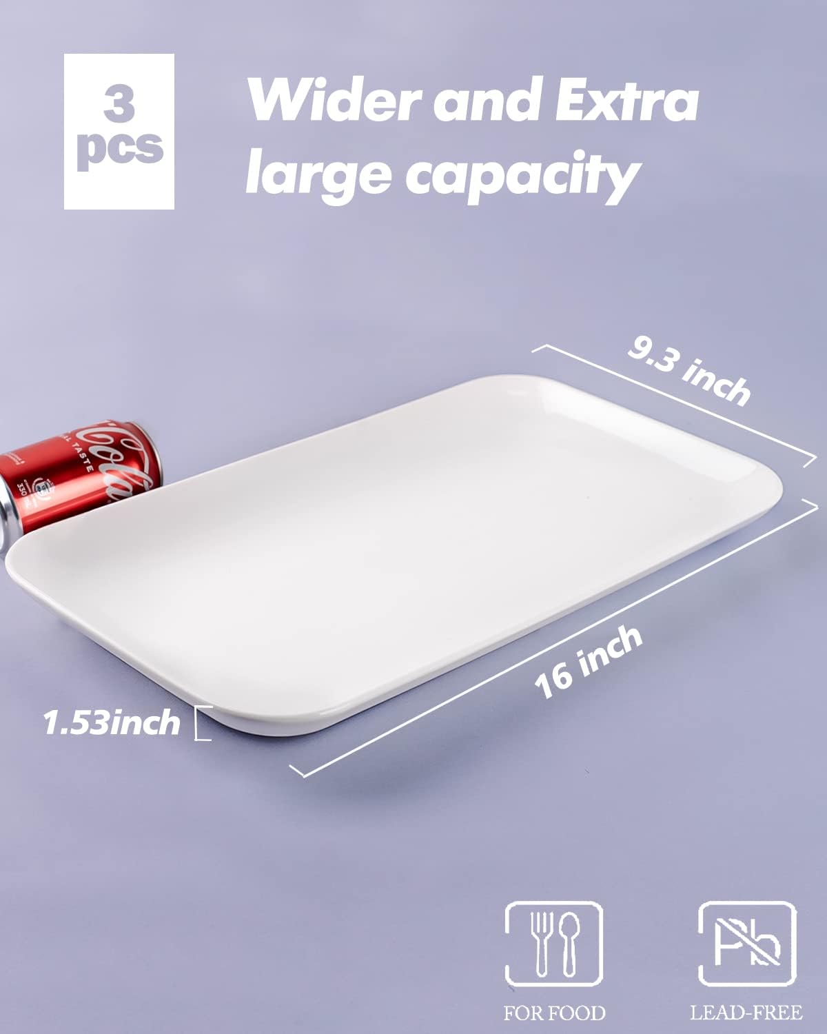 Delling 16 inch Serving Platter Set, White Porcelain Platters for Serving Food, Large Serving Trays