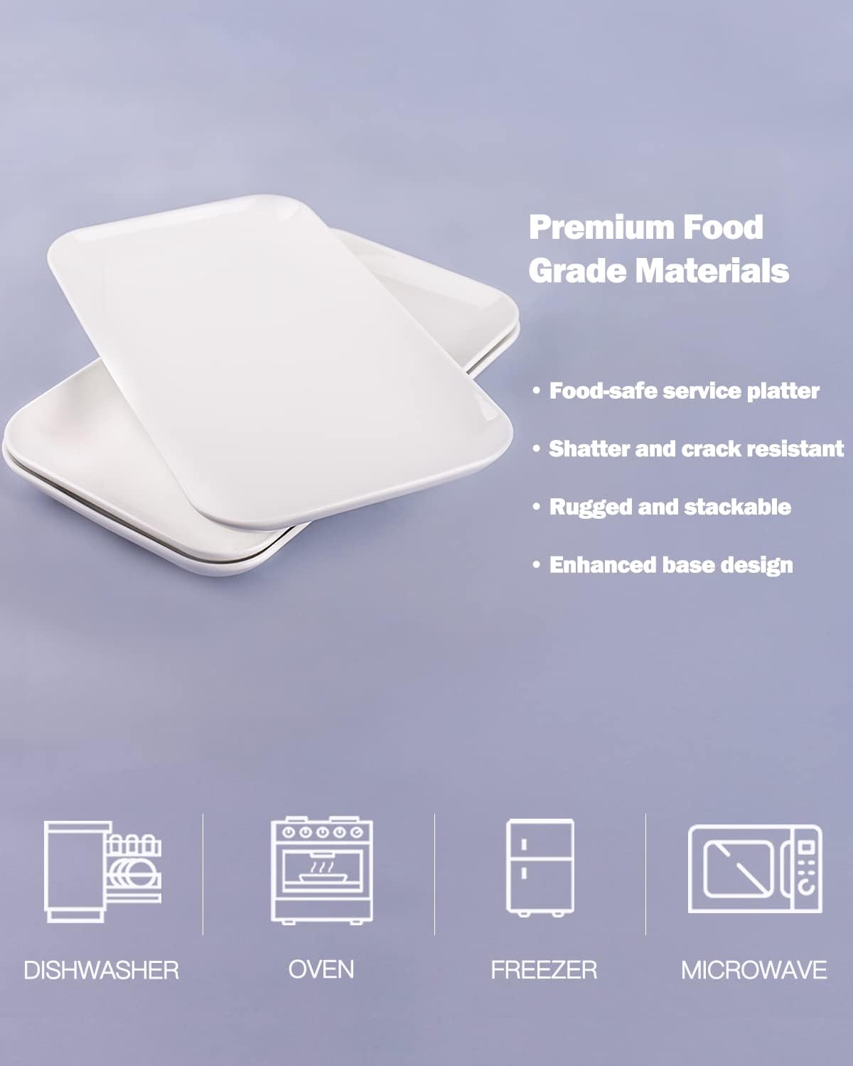 Delling 16 inch Serving Platter Set, White Porcelain Platters for Serving Food, Large Serving Trays