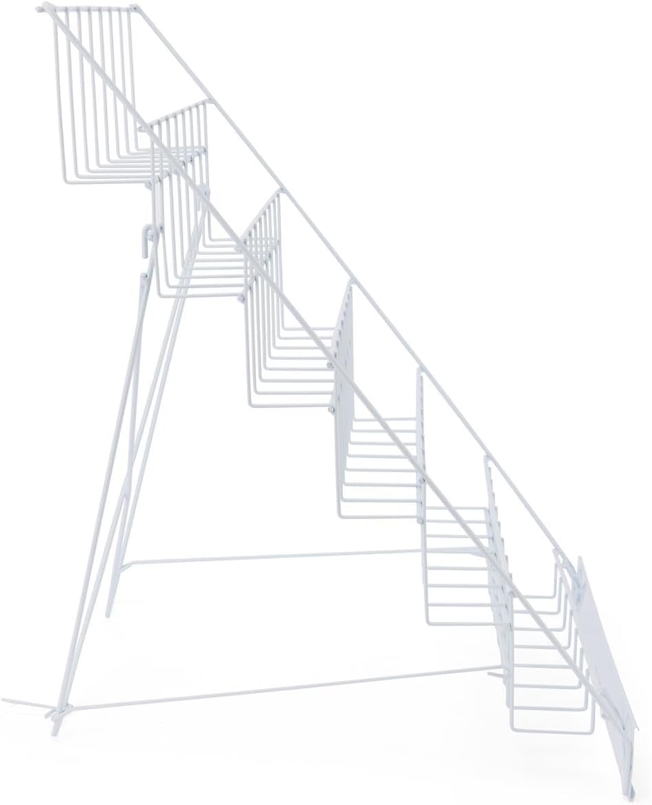 Displays2go Wire Magazine Rack with 6 Open Tiers, Holds Both Magazines and Brochures, Includes Sign
