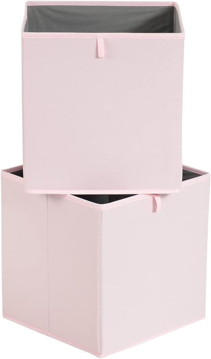 Amazon Basics Cube Organizer Bins, Collapsible Storage Baskets for Shelves, Peony Pink, Pack of 6