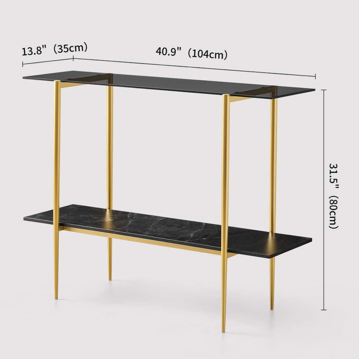 Glass Console Table for Living Room, Foyer & Entrance, 2-Tiers Mid-Century Modern Sofa Table with