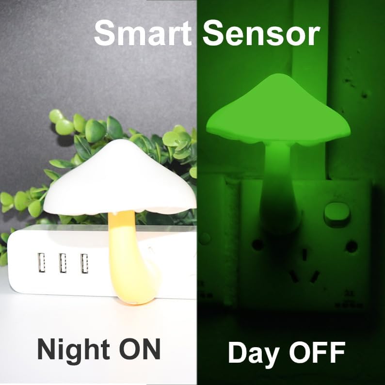 AUSAYE 3 Pack Sensor LED Night Light Plug in Lamp Mushroom Night Light for Adults Kids NightLight