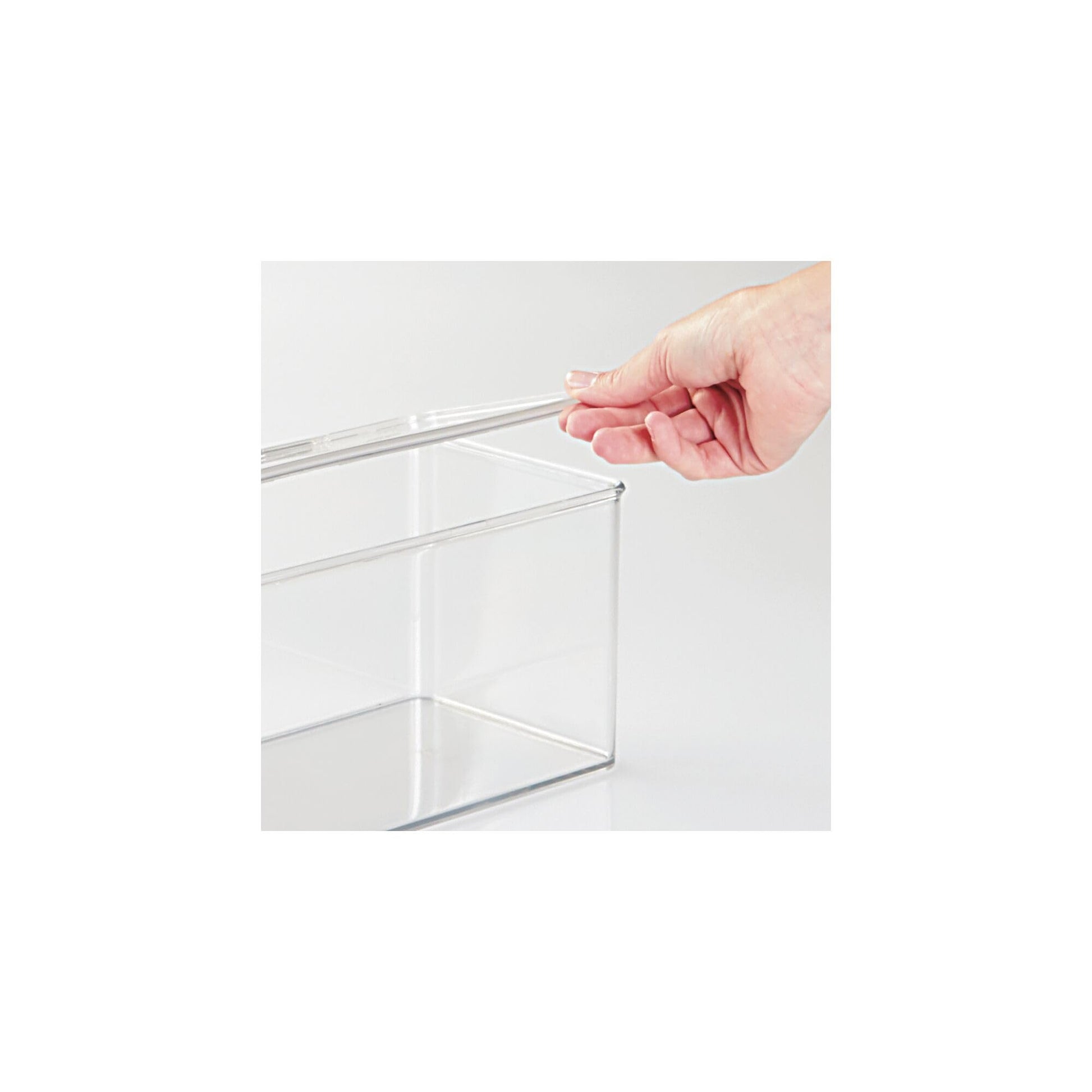 iDesign Plastic Stackable Hinged-Lid Storage Box, Clear