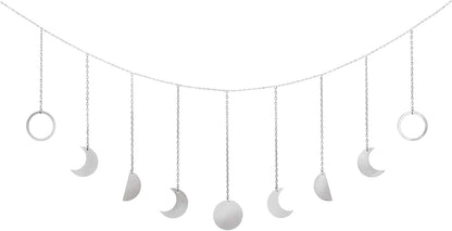 Mkono Moon Phase Wall Hanging Boho Aesthetic Room Decor Metal Moons Garland Hanging Art Bohemian