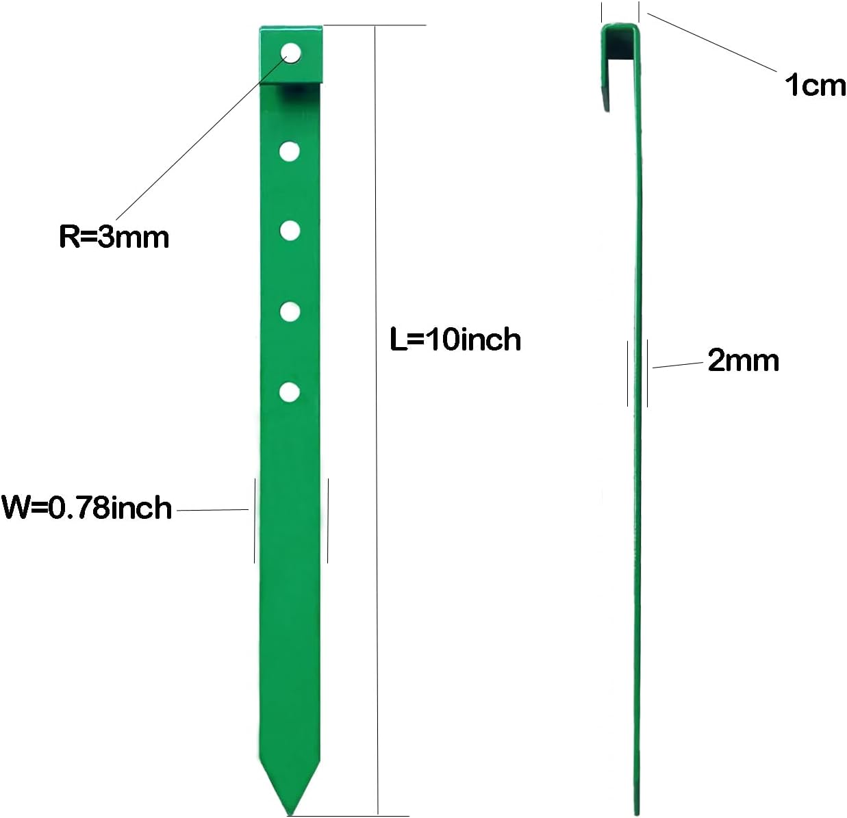 24Pcs Metal Garden Landscape Edging Stakes Green,10in anchoring Stakes Landscape Anchoring Spikes