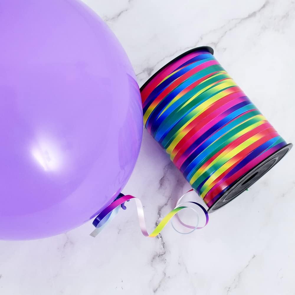 BEISHIDA 500 Yards Rainbow Curling Ribbon Balloon String, Multicolor Balloon Ribbon for Crafts