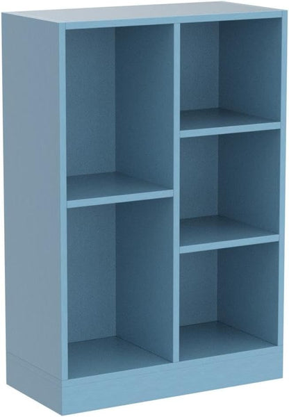 IOTXY Open Shelf Low Bookcase - Wooden 3-Tier Floor Standing Display Cabinet Organizer with Base, 5