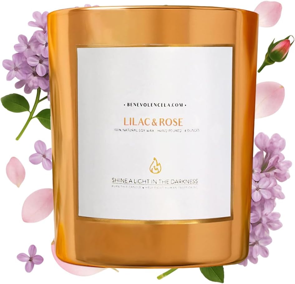Benevolence LA Lilac & Rose Wood Wick Candles | Soy Scented Candles for Home | Gifts for Women and