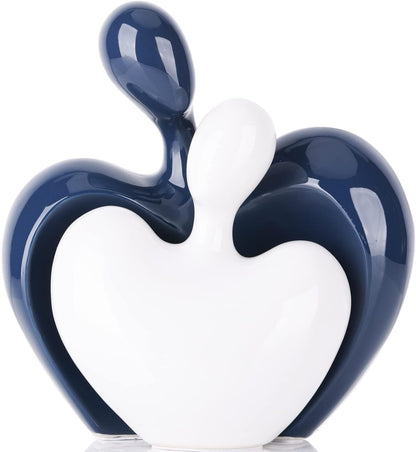 XMGZQ Blue and White Ceramic Couple Figurines Home Decor Accent,Wedding Engagement Romantic Gift