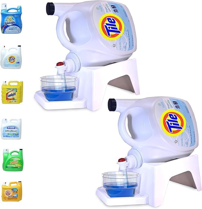 TidyFriend 2 Pack Laundry Detergent Dispenser with Tray & Strap, Laundry Soap Dispenser with