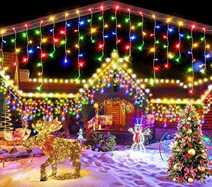 YEGUO 66ft 800 LED Christmas Lights Outdoor Waterproof, 160 Drops Christmas Icicle Light Indoor, 8
