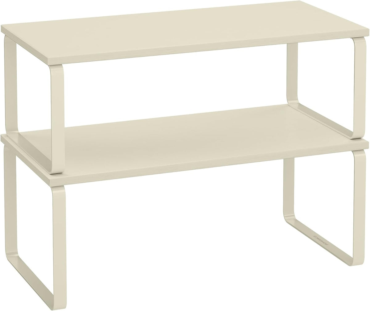 SONGMICS Cabinet Organizer Shelf, Set of 2 Kitchen Counter Shelves, Kitchen Storage, Spice Rack
