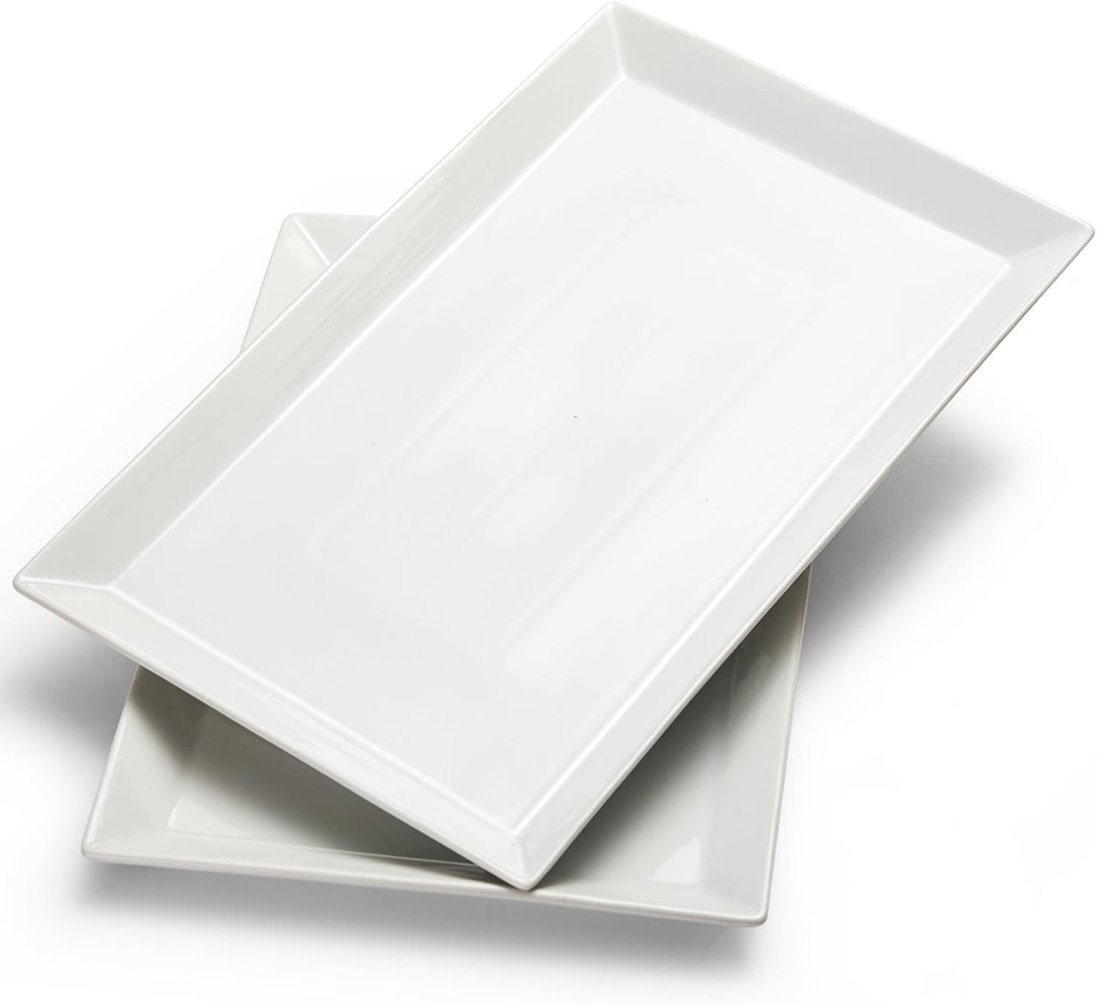 MIECOO Large Serving Platters, 18.5" x 11.5" White Serving Trays Set, Rectangular Porcelain Plates